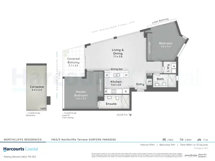 Floorplan of Homely apartment listing, 1403/3 Northcliffe Terrace, Surfers Paradise QLD 4217
