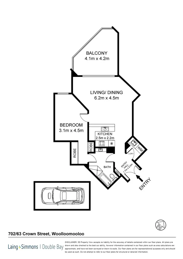 Floorplan of Homely apartment listing, 702/63 Crown Street, Woolloomooloo NSW 2011