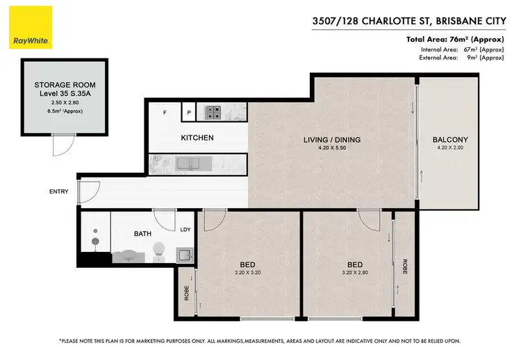 Floorplan of Homely apartment listing, 3507/128 Charlotte Street, Brisbane City QLD 4000
