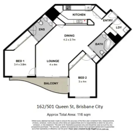 Floorplan of Homely apartment listing, 162/501 Queen Street, Brisbane City QLD 4000