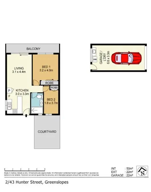 Floorplan of Homely unit listing, 2/43 Hunter Street, Greenslopes QLD 4120
