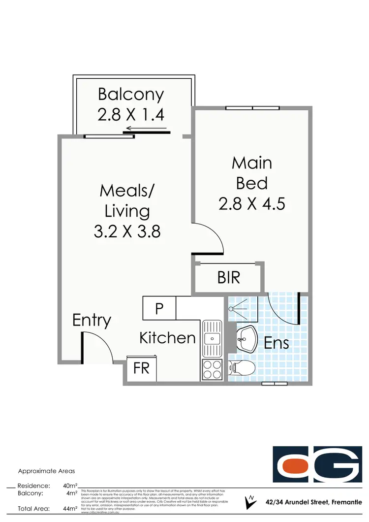 Floorplan of Homely apartment listing, 42/34 Arundel Street, Fremantle WA 6160