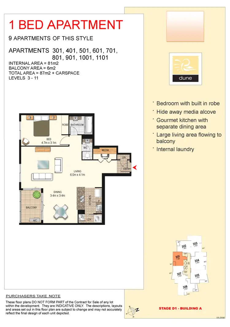 Floorplan of Homely apartment listing, 501/1 Aqua Street, Southport QLD 4215