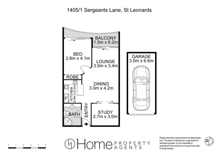 Floorplan of Homely apartment listing, 1405/1 Sergeants Lane, St Leonards NSW 2065