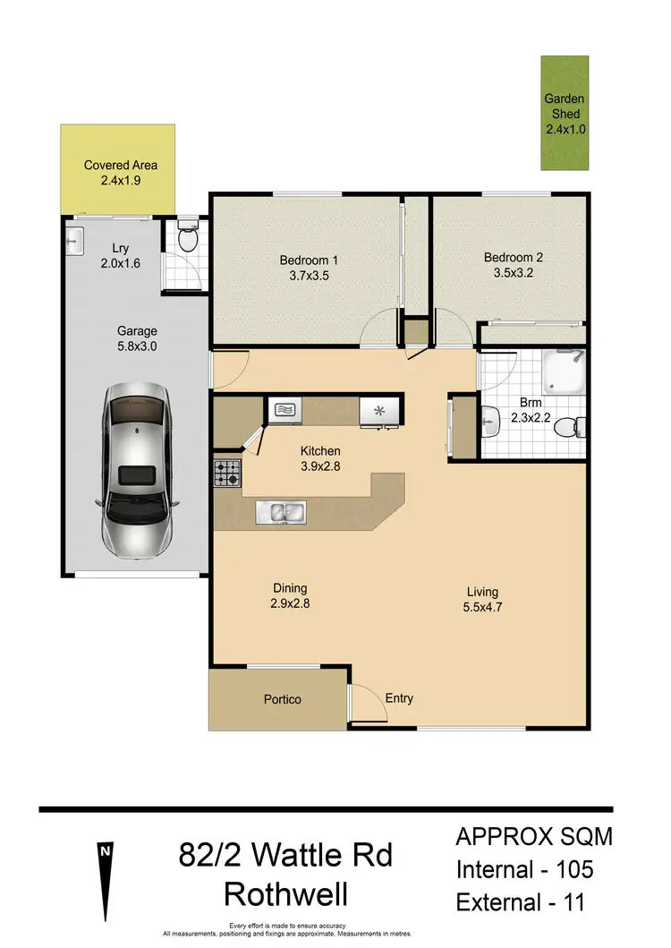 Floorplan of Homely villa listing, 82/2 Wattle Road, Rothwell QLD 4022