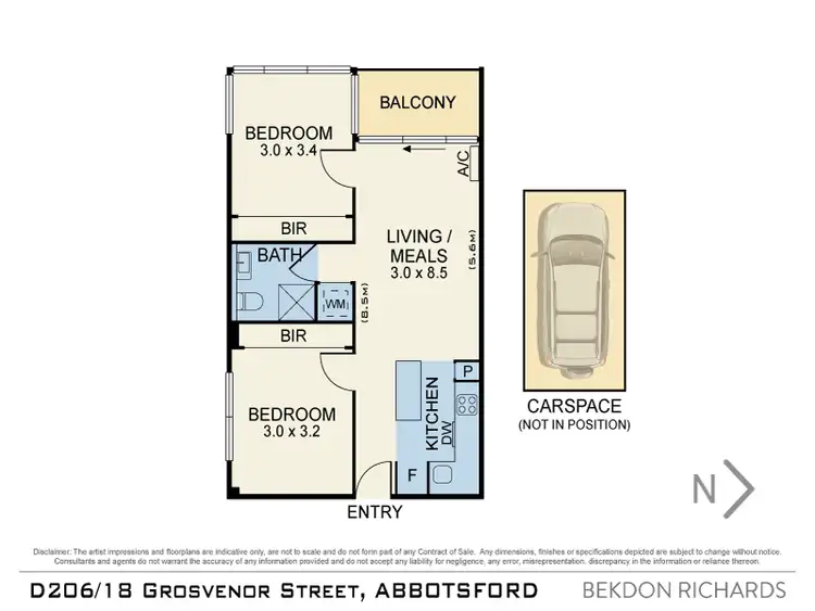 Floorplan of Homely apartment listing, D206/18 Grosvenor Street, Abbotsford VIC 3067