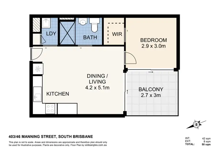 Floorplan of Homely apartment listing, 403/48 Manning Street, South Brisbane QLD 4101