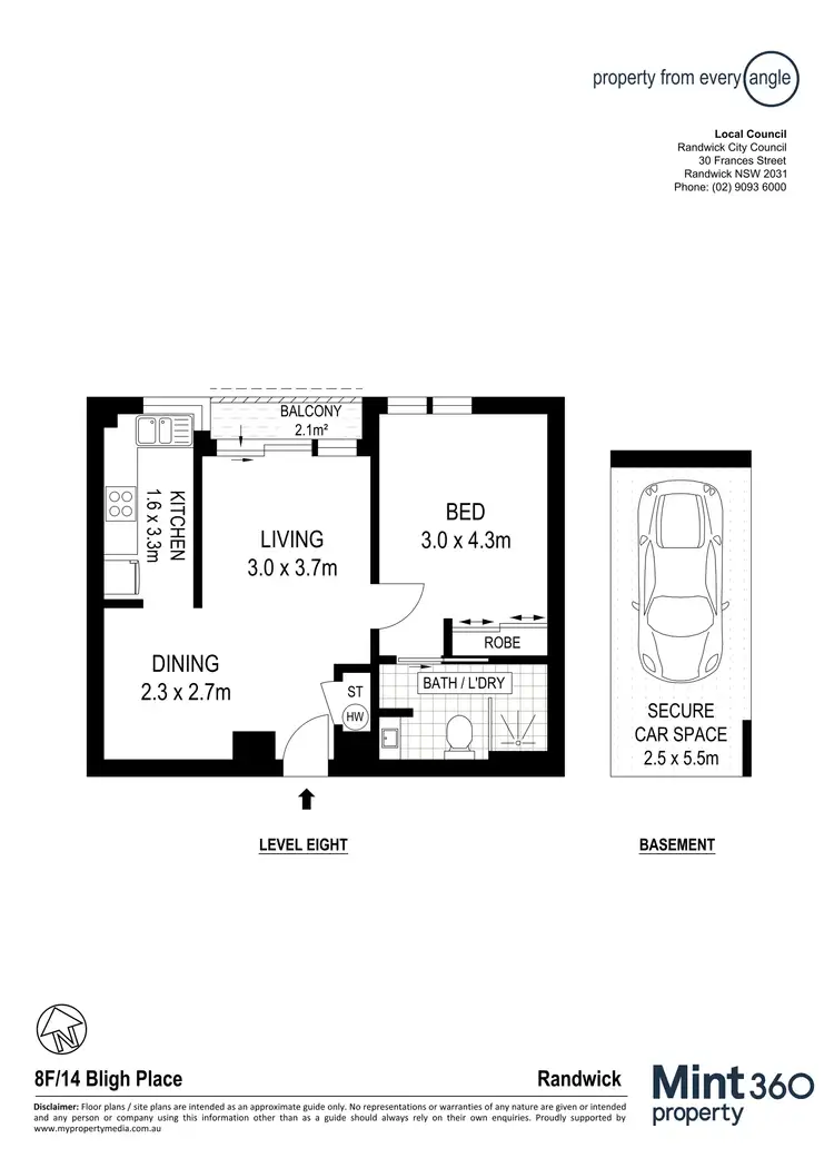 Floorplan of Homely unit listing, 8F/14 Bligh Place, Randwick NSW 2031