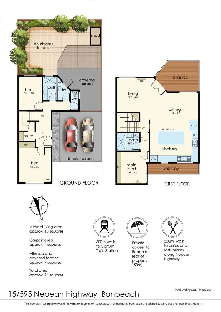 Floorplan of Homely townhouse listing, 15/595 Nepean Highway, Bonbeach VIC 3196