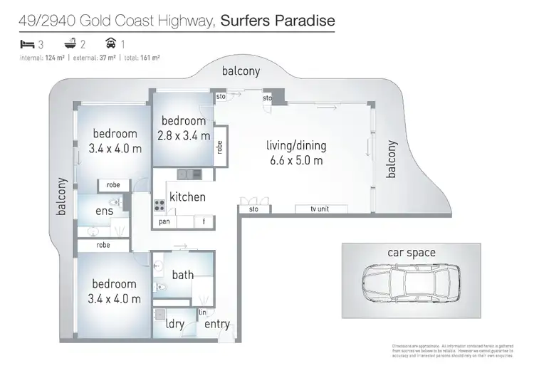 Floorplan of Homely apartment listing, 49/2940 Gold Coast Highway, Surfers Paradise QLD 4217