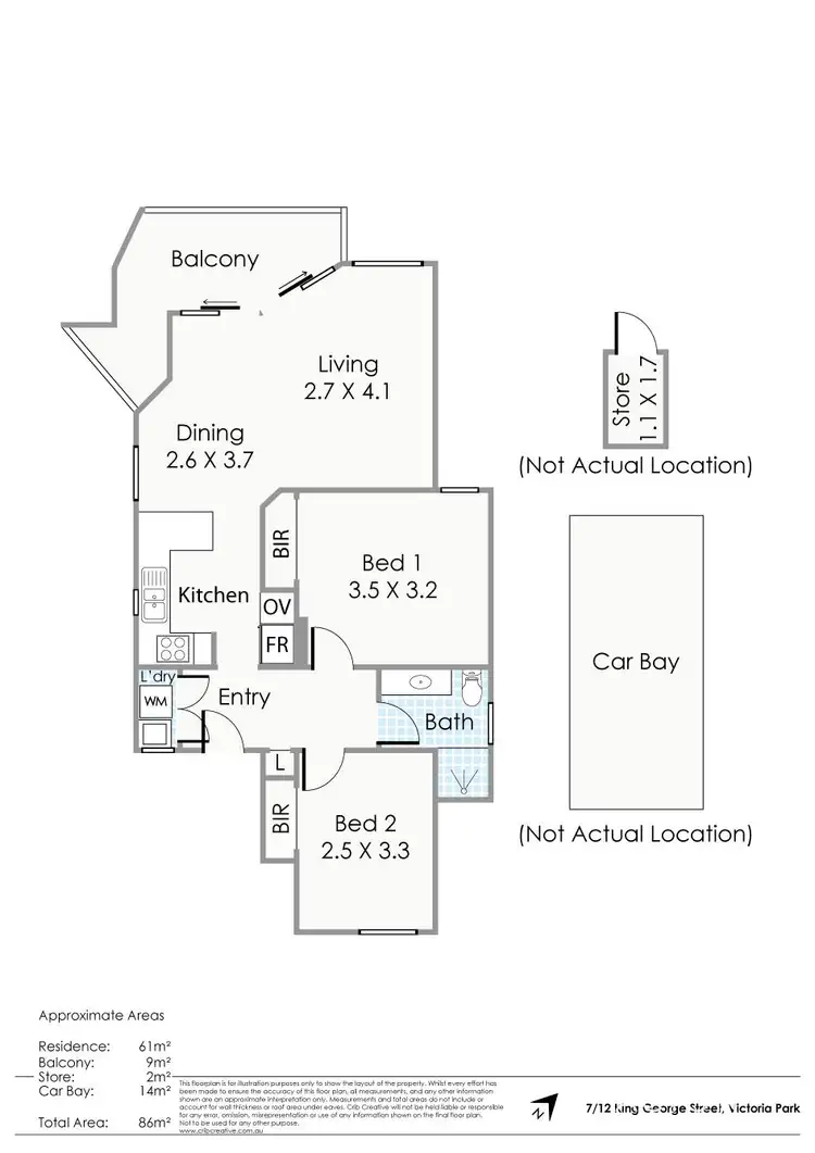 Floorplan of Homely apartment listing, 7/12 King George Street, Victoria Park WA 6100