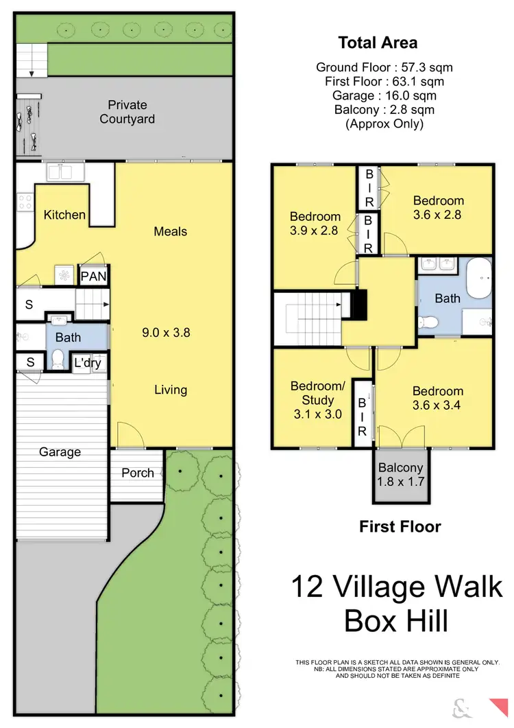 Floorplan of Homely townhouse listing, 12 Village Walk, Box Hill VIC 3128