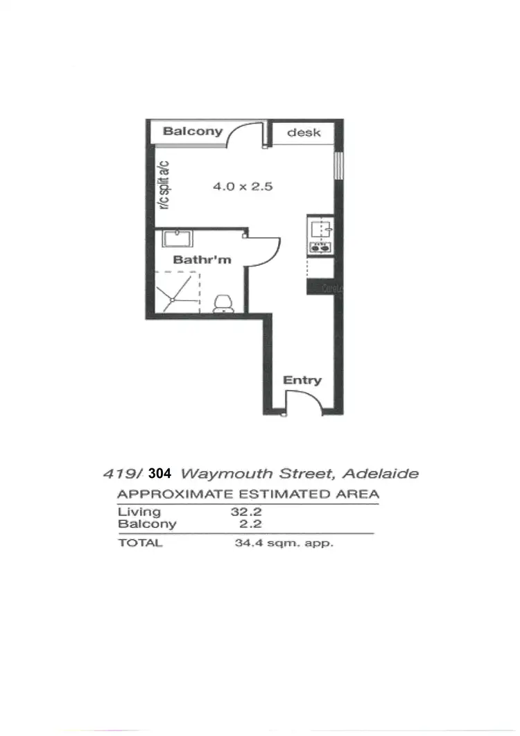 Floorplan of Homely apartment listing, 419/304 Waymouth Street, Adelaide SA 5000