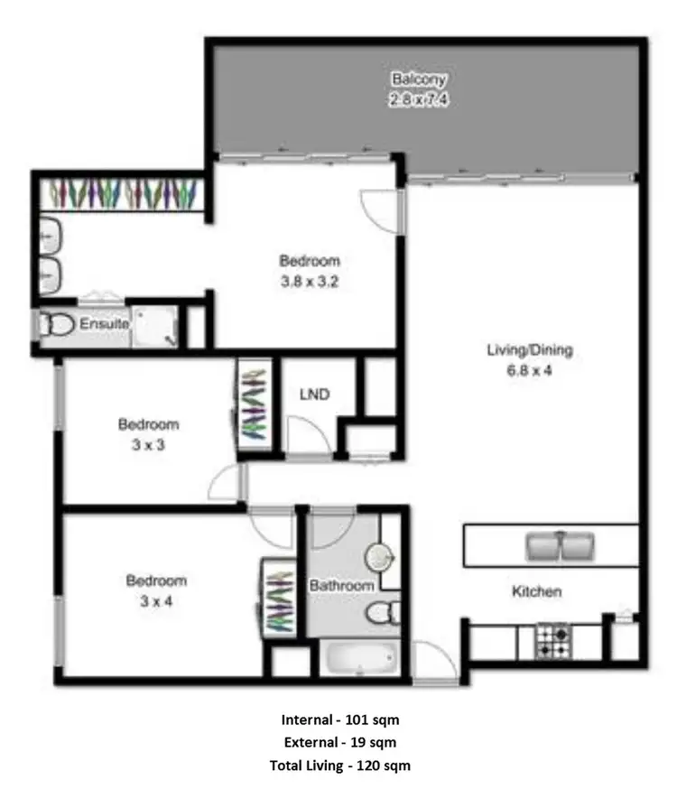 Floorplan of Homely apartment listing, 422/30 Macrossan Street, Brisbane City QLD 4000