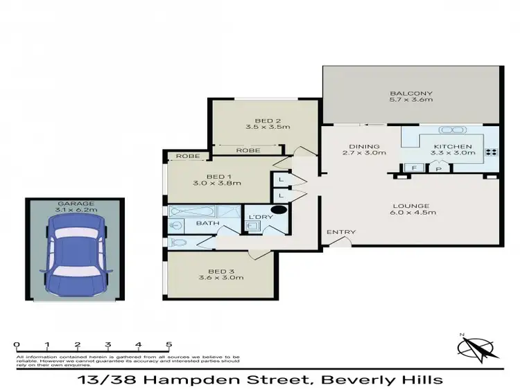Floorplan of Homely unit listing, 13/38-40 Hampden Street, Beverly Hills NSW 2209