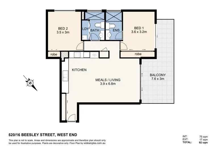 Floorplan of Homely apartment listing, 520/16 Beesley Street, West End QLD 4101