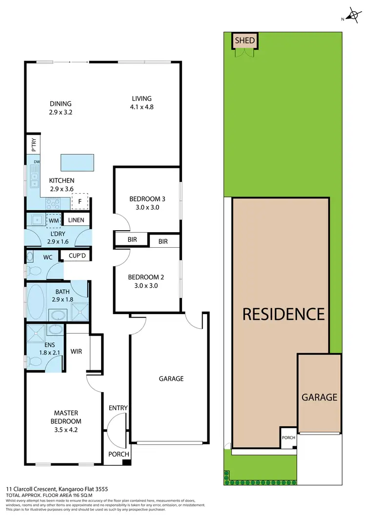 Floorplan of Homely house listing, 11 Clarcoll Crescent, Kangaroo Flat VIC 3555