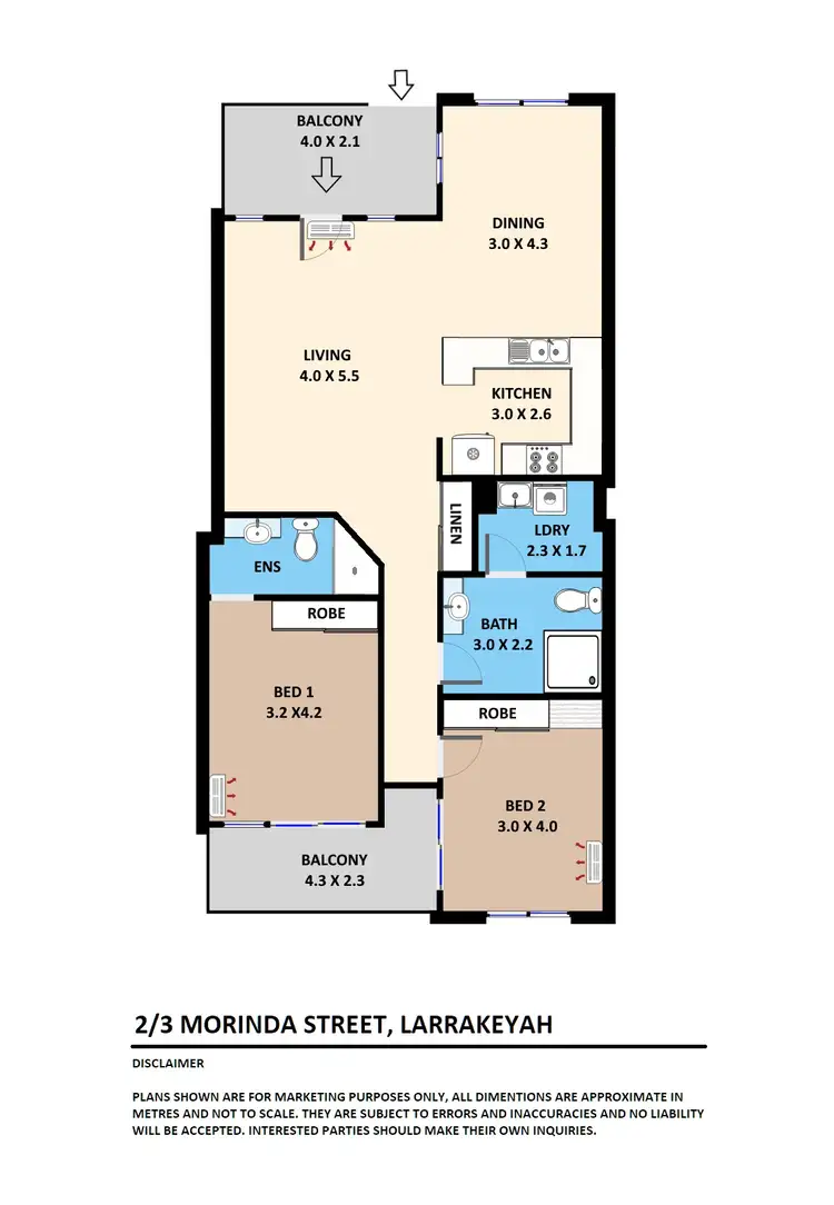 Floorplan of Homely unit listing, 2/3 Morinda Street, Larrakeyah NT 820