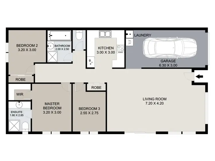 Floorplan of Homely semi-detached listing, 1/33 Herbertson Street, West Gladstone QLD 4680