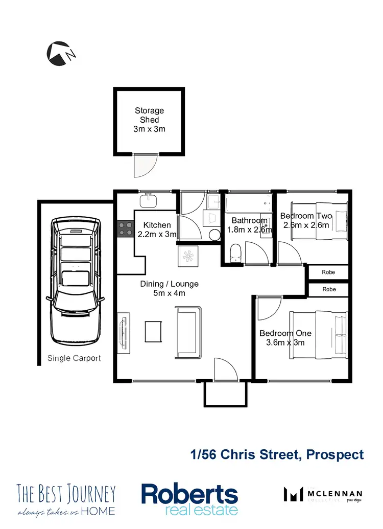 Floorplan of Homely unit listing, 1/56 Chris St, Prospect Vale TAS 7250