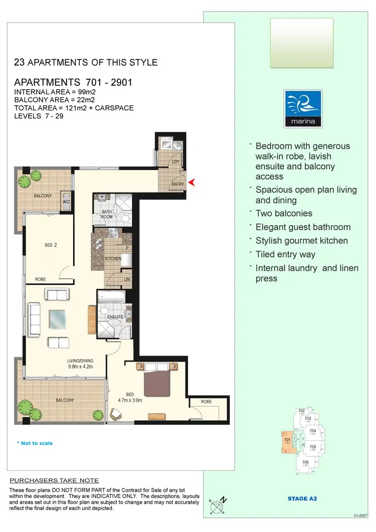 Floorplan of Homely apartment listing, 701/4 Como Crescent, Southport QLD 4215
