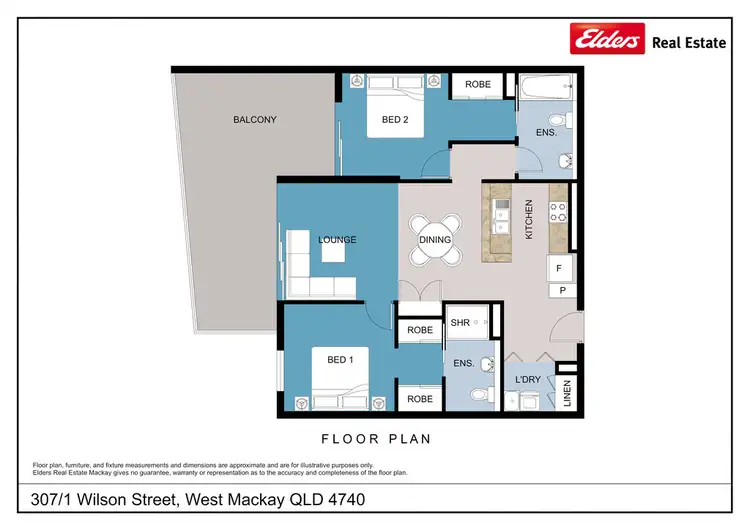 Floorplan of Homely unit listing, 307/1 Wilson Street, West Mackay QLD 4740