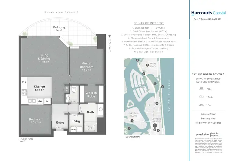 Floorplan of Homely apartment listing, 2037/23 Ferny Avenue, Surfers Paradise QLD 4217