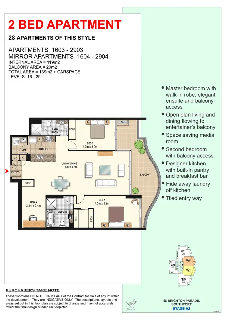 Floorplan of Homely apartment listing, 2803/4 Como Crescent, Southport QLD 4215