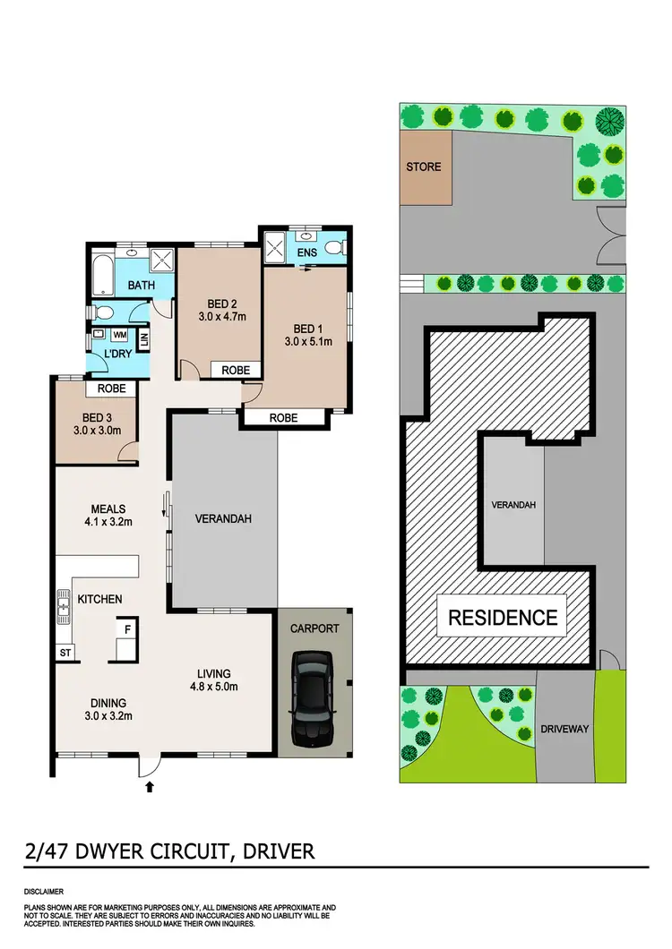 Floorplan of Homely semi-detached listing, 2/47 Dwyer Circuit, Driver NT 830