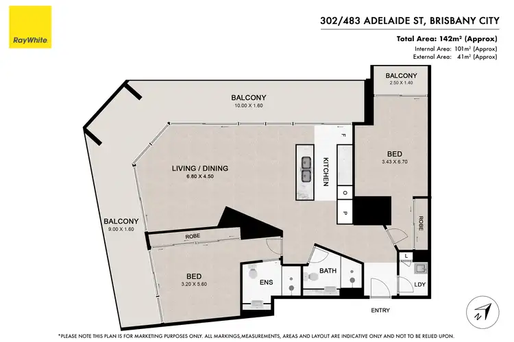 Floorplan of Homely apartment listing, 302/483 Adelaide Street, Brisbane City QLD 4000