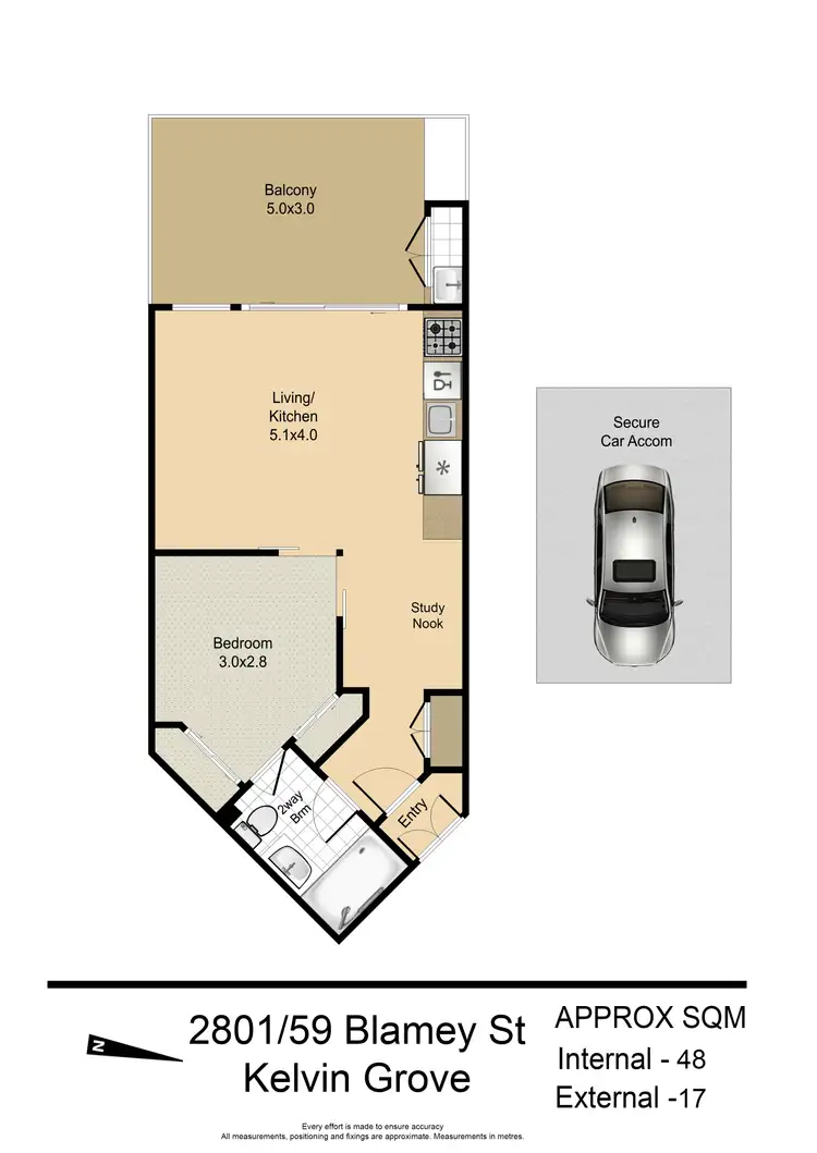 Floorplan of Homely unit listing, 2801/59 Blamey Street, Kelvin Grove QLD 4059