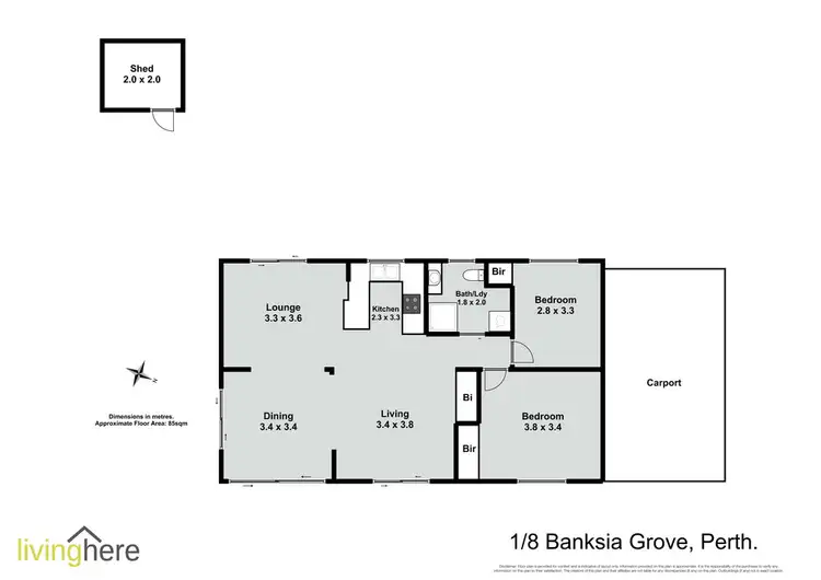 Floorplan of Homely unit listing, 1/8 Banksia Grove, Perth TAS 7300