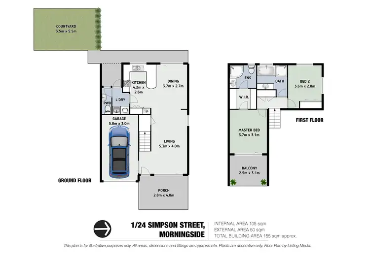 Floorplan of Homely townhouse listing, 1/24 Simpson Street, Morningside QLD 4170