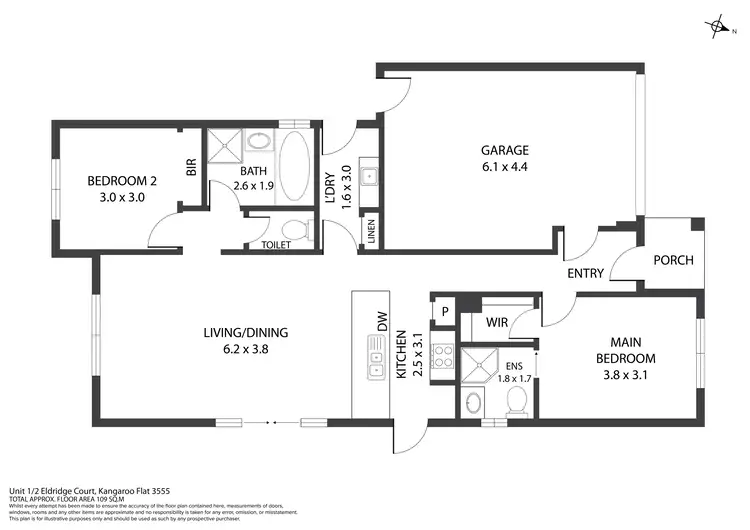 Floorplan of Homely house listing, 1/2 Eldridge Court, Kangaroo Flat VIC 3555