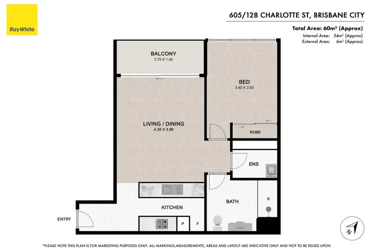 Floorplan of Homely apartment listing, 605/128 Charlotte Street, Brisbane City QLD 4000