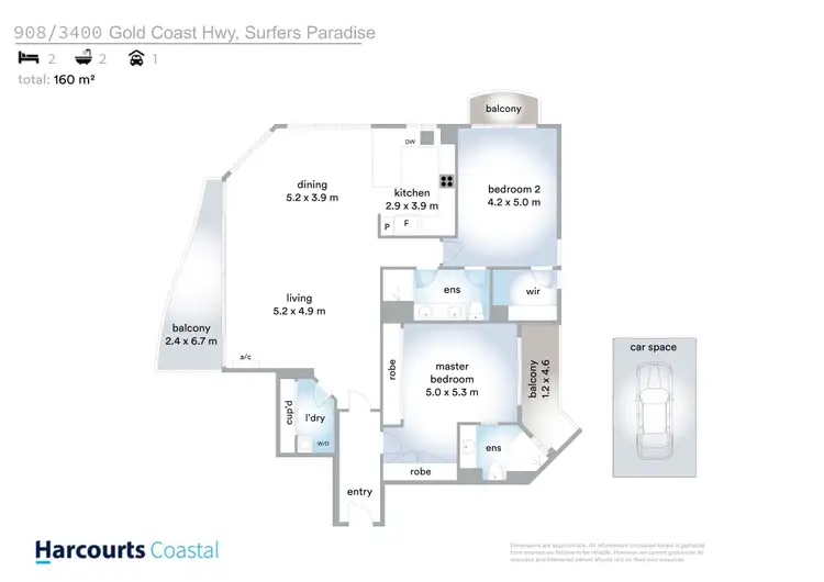 Floorplan of Homely apartment listing, 908/3400 Surfers Paradise Boulevard, Surfers Paradise QLD 4217