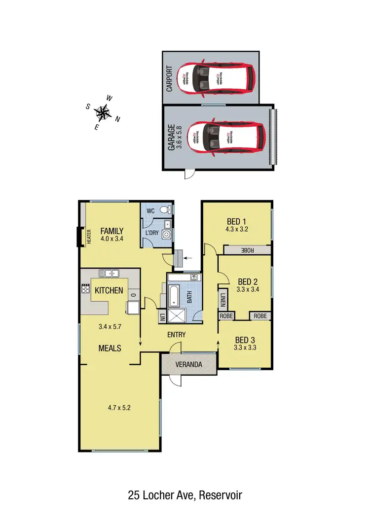 Floorplan of Homely house listing, 25 Locher Avenue, Reservoir VIC 3073