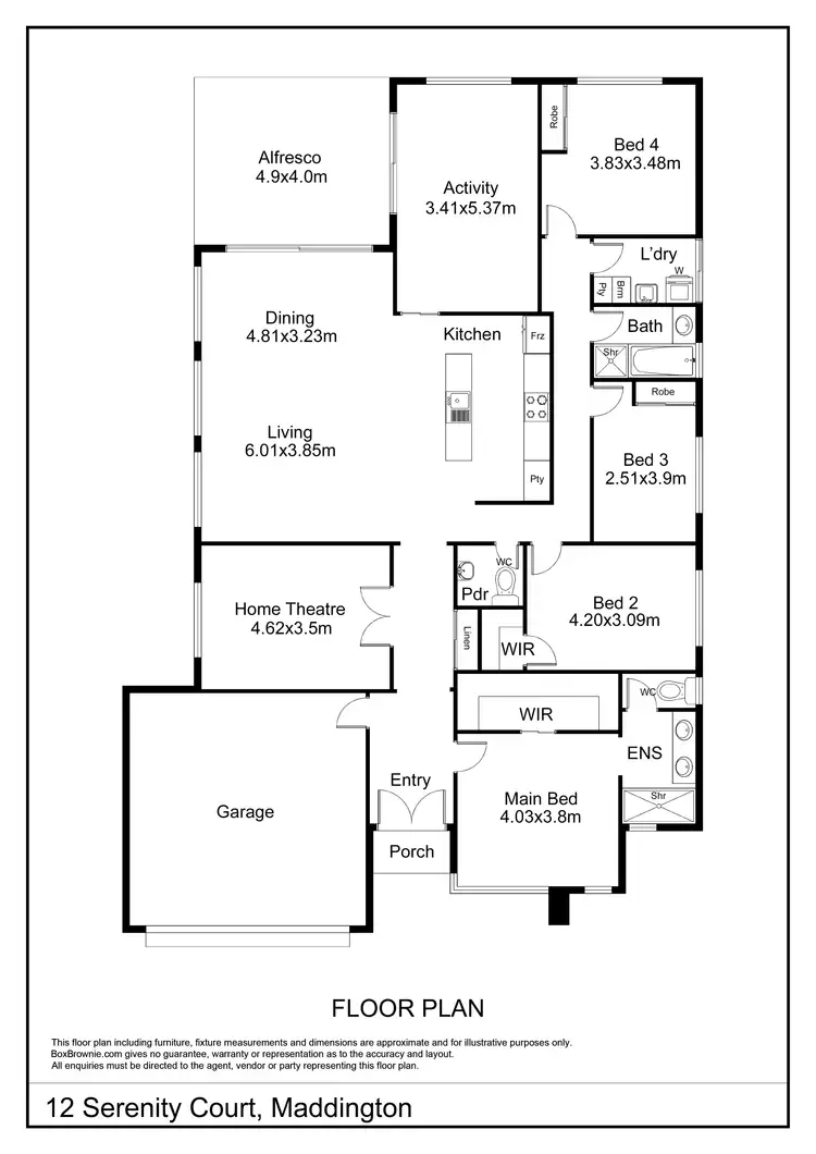 Floorplan of Homely house listing, 12 Serenity Court, Maddington WA 6109