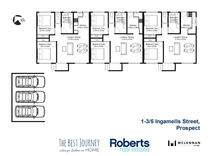 Floorplan of Homely block of units listing, 1-3/5 Ingamells Street, Prospect TAS 7250