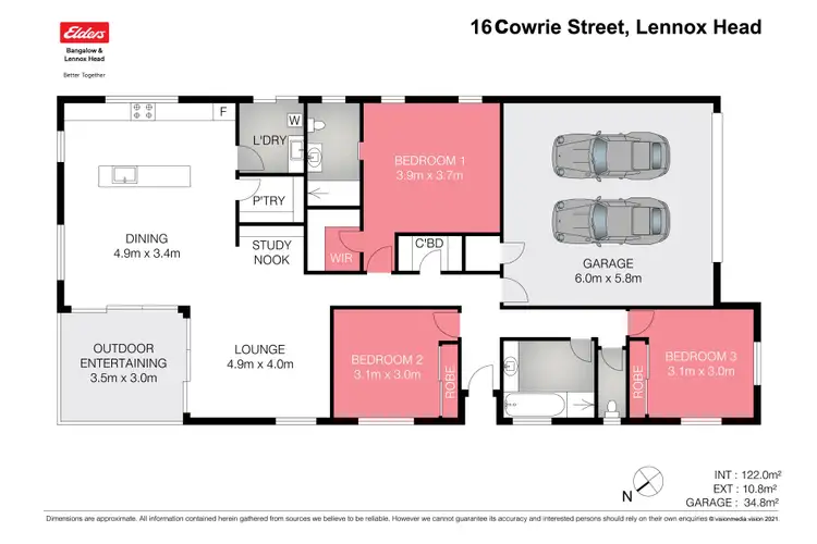 Floorplan of Homely semi-detached listing, 16 Cowrie Street, Lennox Head NSW 2478