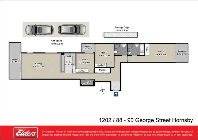 Floorplan of Homely apartment listing, 1202/88-90 George Street, Hornsby NSW 2077