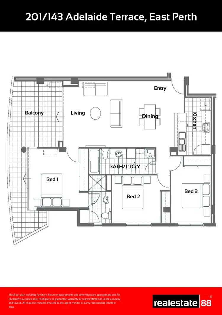 Floorplan of Homely apartment listing, 201/143 Adelaide Terrace, East Perth WA 6004