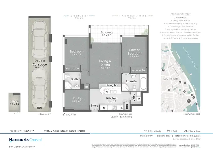 Floorplan of Homely apartment listing, 1101/6 Aqua Street, Southport QLD 4215