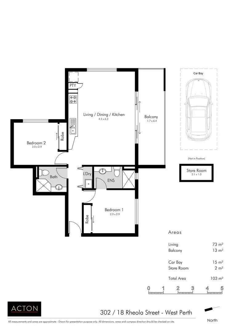 Floorplan of Homely apartment listing, 302/18 Rheola Street, West Perth WA 6005