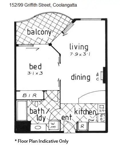 Floorplan of Homely unit listing, 152/99 Griffith Street, Coolangatta QLD 4225