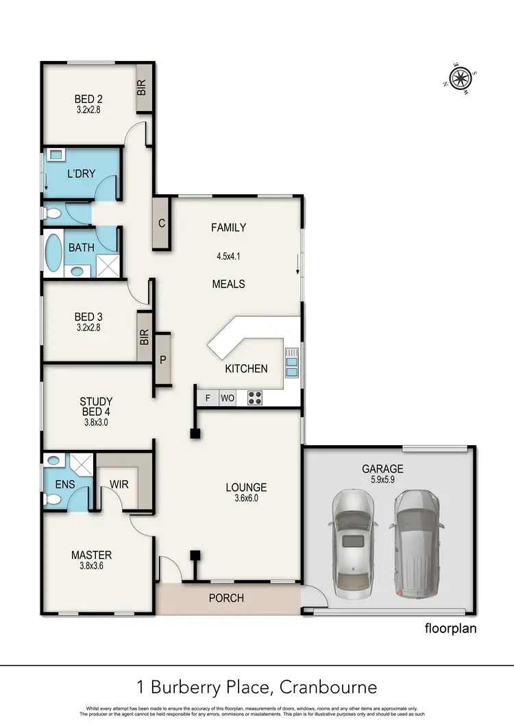 Floorplan of Homely house listing, 1 Burberry Place, Cranbourne VIC 3977