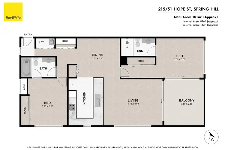 Floorplan of Homely apartment listing, 215/51 Hope Street, Spring Hill QLD 4000