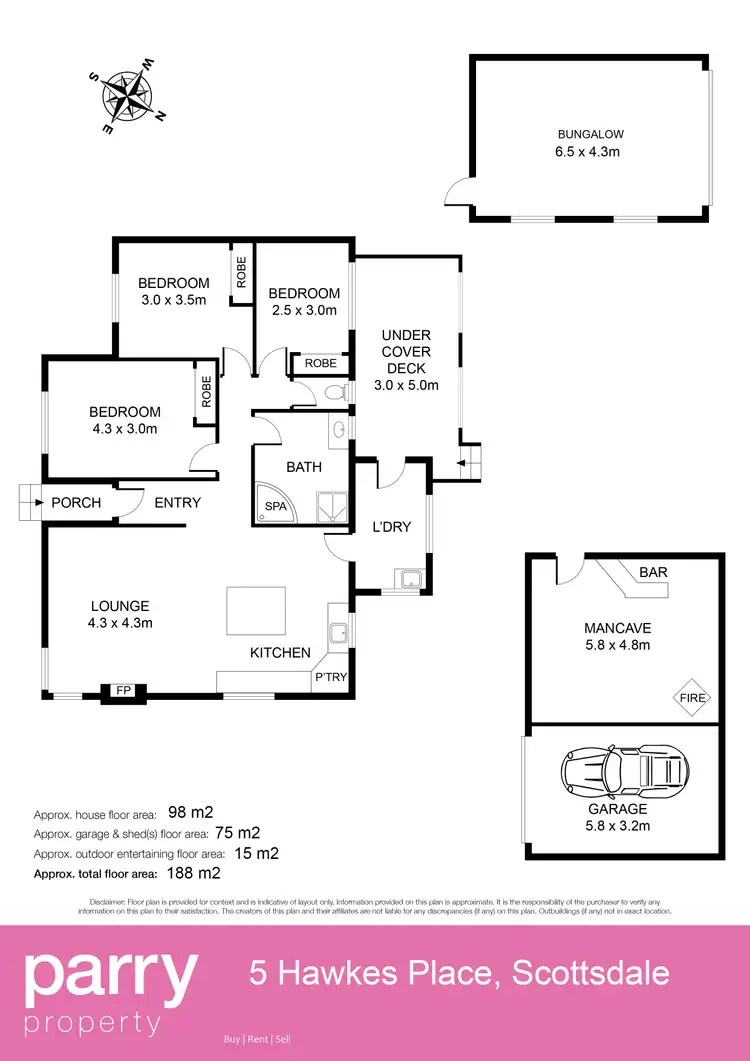 Floorplan of Homely house listing, 5 Hawkes Place, Scottsdale TAS 7260