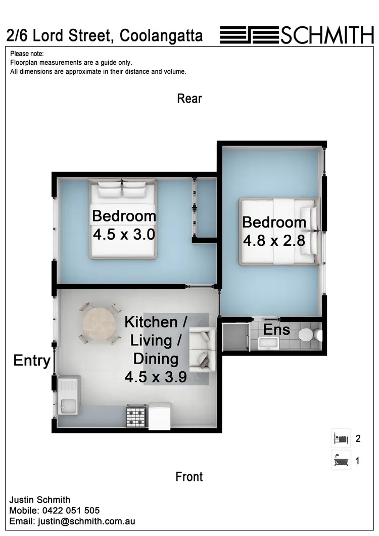 Floorplan of Homely unit listing, 2/6 Lord Street, Coolangatta QLD 4225