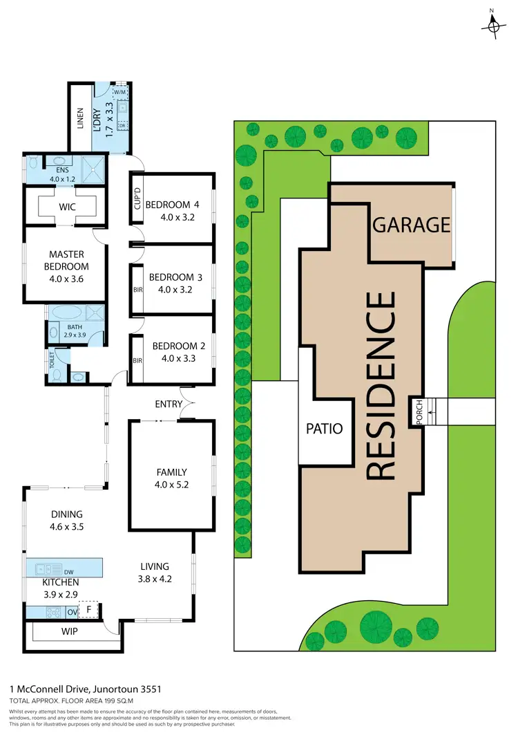 Floorplan of Homely house listing, 1 McConnell Drive, Junortoun VIC 3551